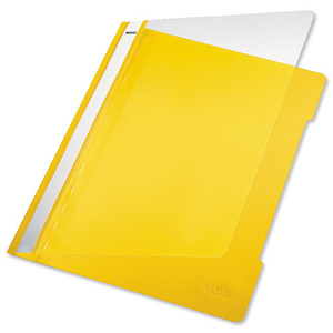 Leitz Standard Data Files Semi-rigid PVC Clear Front 20mm Title Strip A4 Yellow Ref 4191-00-15 [Pack 25]