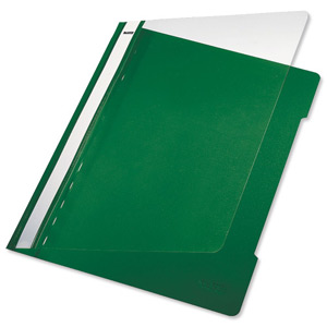 Leitz Standard Data Files Semi-rigid PVC Clear Front 20mm Title Strip A4 Green Ref 4191-00-55 [Pack 25]