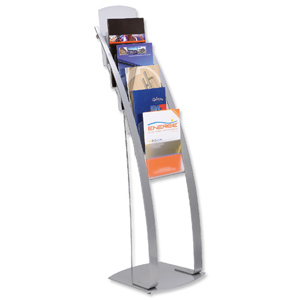 Literature Display Floor Stand 6 x A4 Pockets Silver