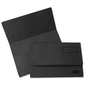 Elba Boston Document Wallet Pressboard 275gsm Capacity 32mm Foolscap Black Ref 100090017 [Pack 25]