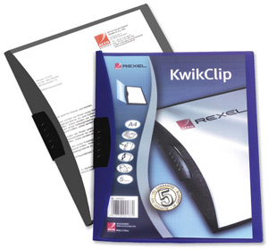 Rexel Kwikclip Folder 3mm Spine for 30 Sheets A4 Black Ref 14630091 [Pack 25]