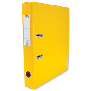 Elba Mini Lever Arch File PVC 50mm Spine A4 Yellow Ref 100082457 [Pack 10]