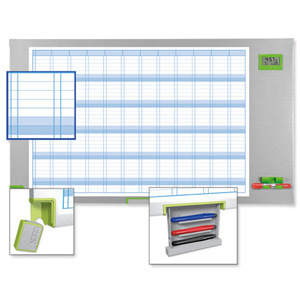 Nobo Performance Plus Planning Board Time/Date Annual Grid Magnetic Drywipe W1100xH600mm Ref 1902234