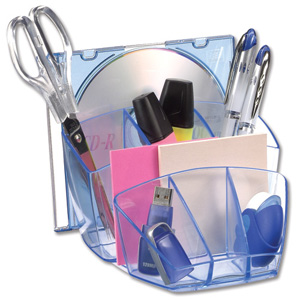 CEP Desktop Organiser for 40 Pens 5 highlighters 3CDs and 3 Extra Compartments Ice Blue Ref 580l