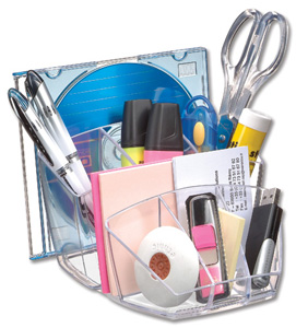 CEP Desktop Organiser for 40 Pens 5 highlighters 3CDs and 3 Extra Compartments Crystal Ref 580 cristal