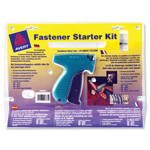 Avery Fastener Tagging Starter Kit with Gun and Needle and 3 Tag Styles and White Labels Ref FASK6633