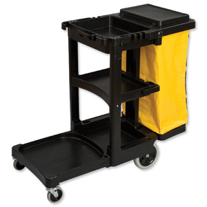 Rubbermaid Janitor Cart with Non-marking Castors and 75 Litre Vinyl Bag Ref 6173-01