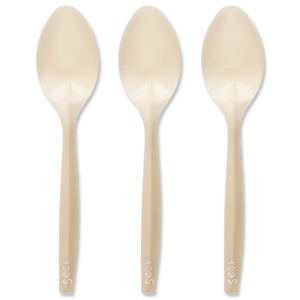 Sseco Cornstarch Spoon Bio-degradeable 7inch Ref SCS7 [Pack 50]