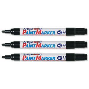 Artline 400 Paint Markers for Outdoor or Industrial Use Bullet Tip 2.3mm Line Black Ref EK400 [Pack 12]