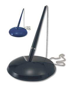 Berol Recorder Ball Pen Desk Set with Anti-wander Chain to Base Blue Ref S0381090