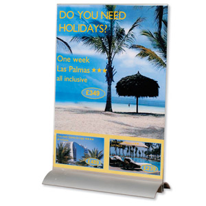 Durable Presenter Sign and Literature Holder Desktop Acrylic with Metal Base A4 Clear Ref 8589/19