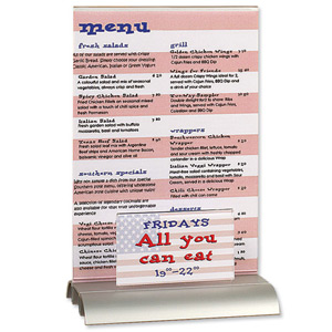 Durable Presenter Sign and Literature Holder Desktop Acrylic with Metal Base A5 Plus Clear Ref 8592/19