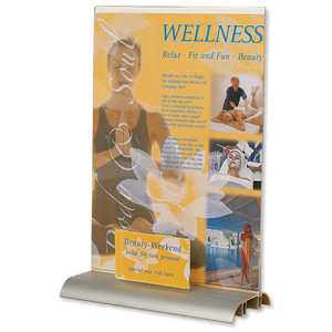 Durable Presenter Sign and Literature Holder Desktop Acrylic with Metal Base A4 Plus Clear Ref 8593/19