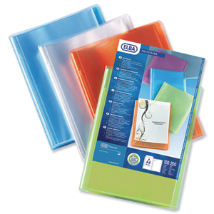 Elba Polyvision Display Book Polypropylene 20 Clear Pockets A4 Assorted Ref 100206086 [Pack 12]