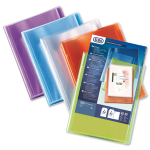 Elba Polyvision Display Book Polypropylene 40 Clear Pockets A4 Assorted Ref 100206230 [Pack 12]