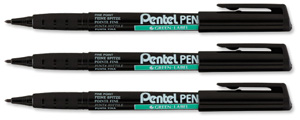 Pentel Permanent Marker Xylene/Toluene-free Fine Tipped 0.8mm Line Black Ref NMS50-A [Pack 12]