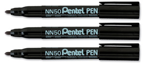 Pentel Permanent Marker Xylene/Toluene-free Bullet Tip 1.5mm Line Black Ref NN50-A [Pack 12]