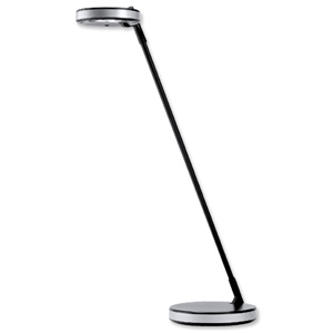 Compact Power Desk Lamp Adjustable Asymmetrical Lenses 3x LED Black and Metal Grey