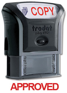 Trodat Office Printy Stamp Self-inking Approved 18x46mm Red Symbol and Blue Wording Ref 81875
