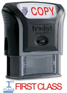 Trodat Office Printy Stamp Self-inking First Class 18x46mm Red Symbol and Blue Wording Ref 81865