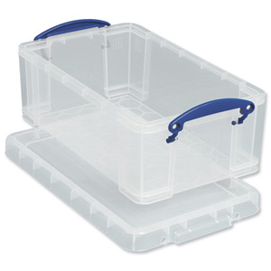 Really Useful Storage Box Plastic Lightweight Robust Stackable 9 Litre W255xD395xH155mm Clear Ref 9C