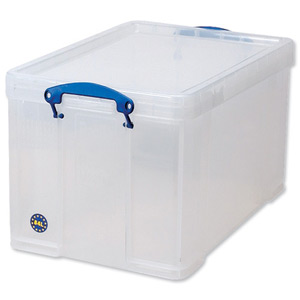 Really Useful Storage Box Plastic Lightweight Robust Stackable 84 Litre W444xD710xH380mm Clear Ref 84C