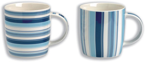 Churchill Dream Mug Set China 3 of Vertical and 3 of Horizontal Cobalt Stripes Ref COBS4451 [Pack 6]