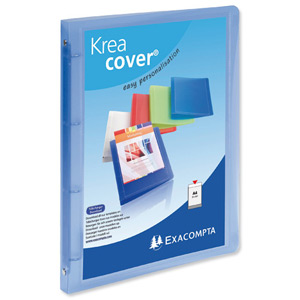 Exacompta Kreacover Ring Binder Polypropylene 15mm 4-Ring A4 Translucent Blue Ref 51962E [Pack 12]