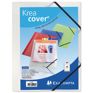 Exacompta Kreacover Folder Polypropylene Elasticated 3-Flap Clear Ref 55188E [Pack 25]