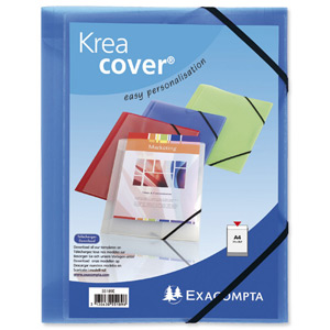 Exacompta Kreacover Folder Polypropylene Elasticated 3-Flap Translucent Blue Ref 55182E [Pack 25]