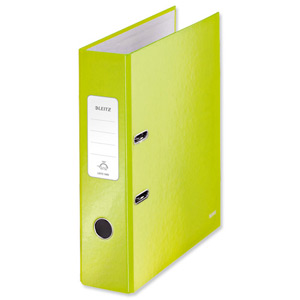 Leitz WOW Lever Arch File 80mm Spine for 600 Sheets A4 Green Ref 10050064 [Pack 10]