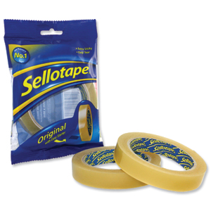 Sellotape Original Golden Tape Roll Non-static Easy-tear Large 18mmx66m Ref 1443252 [Pack 16]