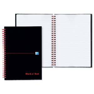 Black n Red Book Wirebound Smart Ruled and Perforated 90gsm 140pp A5 Matt Black Ref 100080192 [Pack 5]