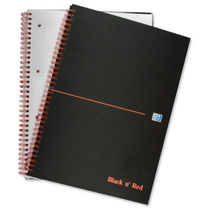 Black n Red Book Wirebound Ruled and Perforated 90gsm 140pp A4 Matt Black Ref 100080173 [Pack 5]
