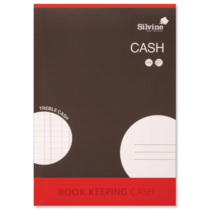 Silvine Book Keeping Notebook Treble Cash 32 Pages A4 Ref SJA4C [Pack 12]