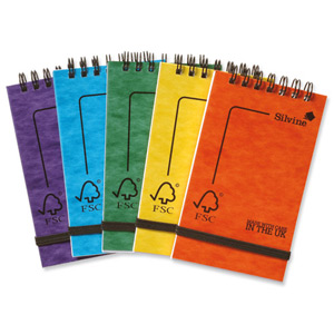 Silvine Notebook FSC Twinwire Perforated Ruled 120 Pages 75gsm 76x126mm Assorted Ref PRA35 [Pack 10]