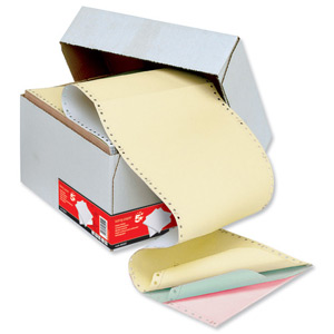 5 Star Listing Paper 4-Part Microperforated 56/53/53/57gsm Carbonless A4 4 Colours [500 Sheets]