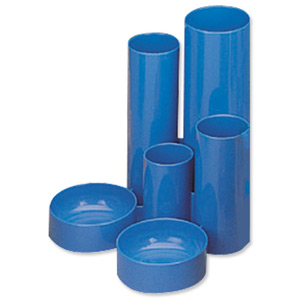5 Star Desk Tidy with 6 Compartment Tubes Blue