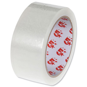 5 Star Clear Tape Roll Large Easy-tear Polypropylene 40 Microns 38mm x 66m [Pack 4] Ident: 358F