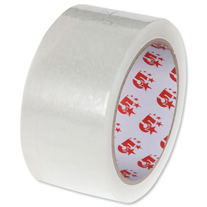 5 Star Clear Tape Roll Large Easy-tear Polypropylene 40 Microns 50mm x 66m [Pack 3] Ident: 358F