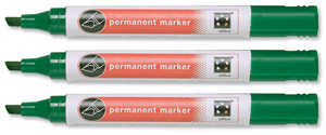 5 Star Permanent Marker Xylene/Toluene-free Smearproof Chisel Tip 1-4mm Line Green [Pack 12]