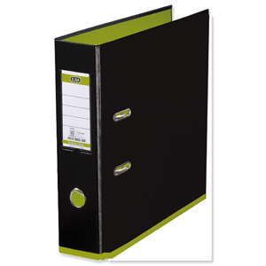 Elba MyColour Lever Arch File Polypropylene Capacity 80mm A4 Black and Lime Ref 100081036