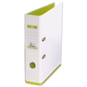 Elba MyColour Lever Arch File Polypropylene Capacity 80mm A4 White and Lime Ref 100081032