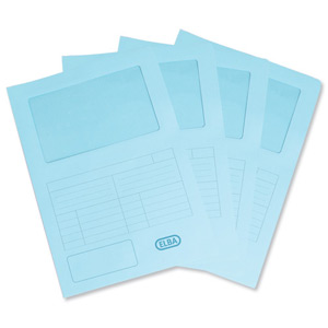 Elba Window Folder with Ruled Font Panel Capacity 32mm A4 Blue Ref A24713 [Pack 50]