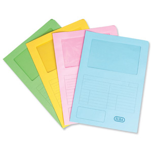 Elba Window Folder with Ruled Font Panel Capacity 32mm A4 Assorted Ref A24710 [Pack 50]