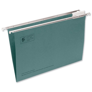 5 Star Suspension File Manilla Heavyweight with Tabs and Inserts Foolscap Green Ref 100331398 [Pack 50]