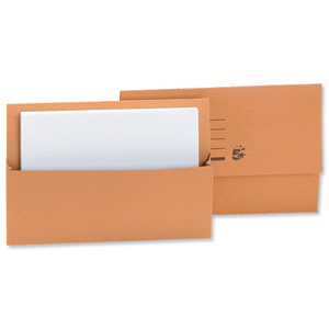 5 Star Document Wallet Half Flap 250gsm Capacity 32mm Foolscap Orange [Pack 50]