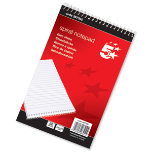 5 Star Spiral Notepad Headbound Ruled 160 Pages 125x200mm [Pack 10]