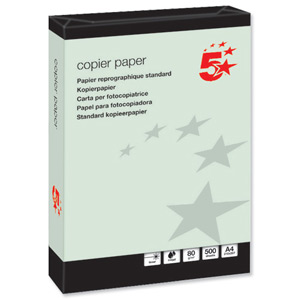5 Star Coloured Copier Paper Multifunctional Ream-Wrapped 80gsm A4 Green [500 Sheets]