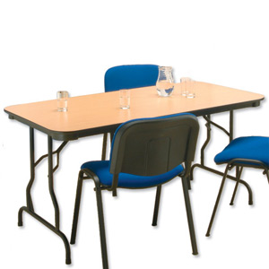 Influx Folding Table with Tubular Frame and Woodgrain Finish W1526xD764xH740mm Beech